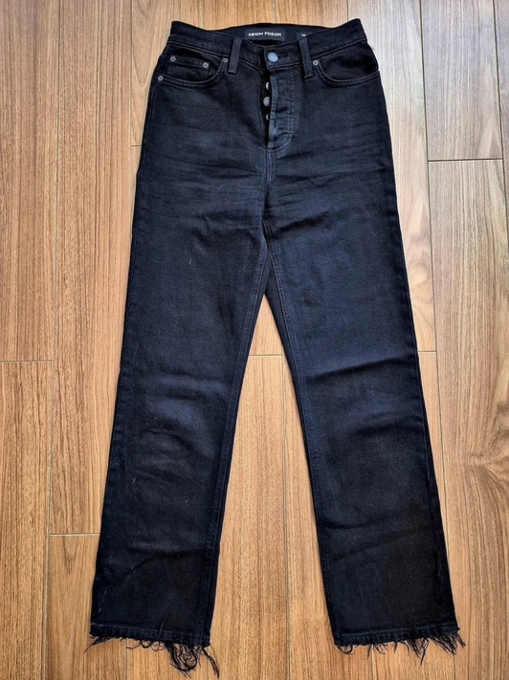 Denim Forum The Arlo High Rise Straight Black Jeans